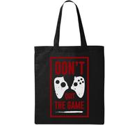 Don't Quit The Game - Bolsa de algodón ecológico natural con gráfico de control roto, color negro, Black, Talla única