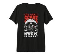 Dont Scare My Wife Is Embarazada Halloween Hombres Embarazo Papá Camiseta Premium
