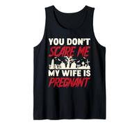 Dont Scare My Wife Is Embarazada Halloween Hombres Embarazo Papá Camiseta sin Mangas