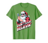 Don't Stop Believin Funny Karaoke Santa Claus Navidad Camiseta
