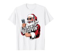 Don't Stop Believin Funny Karaoke Santa Claus Navidad Camiseta