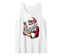 Don't Stop Believin Funny Karaoke Santa Claus Navidad Camiseta sin Mangas
