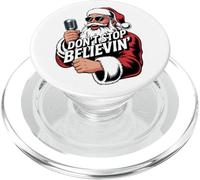 Don't Stop Believin Funny Karaoke Santa Claus Navidad PopSockets PopGrip para MagSafe