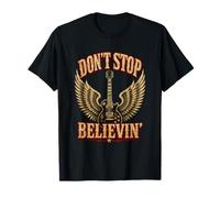 Don't Stop Believin Rock - Alas de Guitarra clásica Envejecida Divertida Camiseta