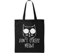 Don't Stress Meowt Cat Sketch - Bolsa de algodón ecológico natural, color negro, Black, Talla única
