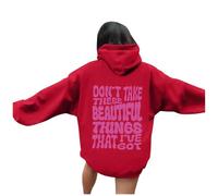 Don'T Take These Beautiful Things That I'Ve Got Graphic Sudaderas modernas para mujer, a la moda, casual, con capucha, sudaderas con capucha para otoño, vintage, con letras lisas, Y2K, rosso, S