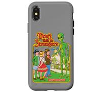 Don't Talk to Strangers Alien UFO Retro Funny Adult Humor Carcasa para iPhone X/XS