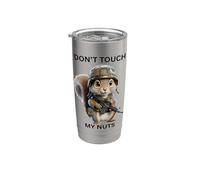 Don't Touch My Nuts Linda ardilla con traje militar Vaso térmico de acero inoxidable de doble pared