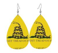 Dont Tread On Me - Pendientes de piel con diseño de lágrima para mujer, con gancho, para fiestas, uso diario, talla única, Cuero