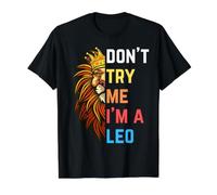 Don't Try Me I'm A Leo King Lion Birthday Lions Hombres Niño Niña Camiseta gráfica económica, Hombre, Negro, XL