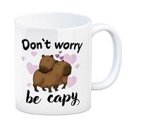 Don't worry be capy Capybara Taza de café con dos capibaras enamorados como taza de pausa para el café para amantes de los cerdos de agua y niños