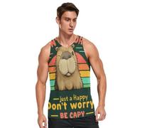 Don't Worry Be Capy Dry Fit - Camiseta deportiva sin mangas para hombre, suave, sin mangas, ligera, para el verano, Don't Worry Be Capy, Small