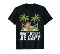 Don't Worry Be Capy Funny Capybara Summer Retro Beach Camiseta