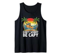 Don't Worry Be Capy Funny Capybara Summer Vintage Beach Camiseta sin Mangas
