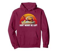 Dont Worry Be Capy Funny Vintage Capybara Hombres Niños Mujeres Sudadera con Capucha, Unisex para Adultos, Granate, S