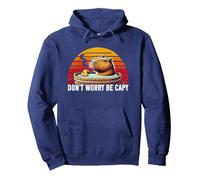 Dont Worry Be Capy Funny Vintage Capybara Hombres Niños Mujeres Sudadera con Capucha, Unisex para Adultos, Azul Marino, L