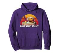Dont Worry Be Capy Funny Vintage Capybara Hombres Niños Mujeres Sudadera con Capucha, Unisex para Adultos, Morado, S
