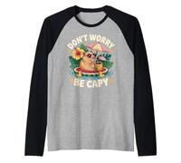 Don't Worry Be Capy Women Boys Kids Funny Capybara Rodents Camiseta Manga Raglan