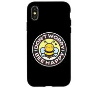 Don't Worry Bee Happy Bumblebee Punny Pun, Linda Abeja Kawaii Carcasa para iPhone X/XS