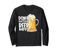Don't Worry Beer Happy Team Drinking Beer Lover Drinker Manga Larga