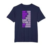 Don't Worry Don't Cry Dance Techno and Fly - Rave Music Camiseta, Hombre Tallas Grandes, Azul Marino, 2X Alto