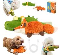 Donubiiu The Mellow Dog - Calming Cocodrile, Interactive Plush Dog Toy with Automatic Tail-Wagging to Keep Them Busy, Soft & Washable Safe Check Toys for Perros y Gatos (Cocodrilo + Zorro, 2 unidades)