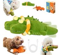 Donubiiu The Mellow Dog - Calming Cocodrile, Interactive Plush Dog Toy with Automatic Tail-Wagging to Keep Them Busy, Soft & Washable Safe Check Toys for Perros y Gatos (Cocodrilo, 2 unidades)