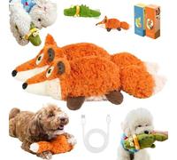 Donubiiu The Mellow Dog - Calming Cocodrile, Interactive Plush Dog Toy with Automatic Tail-Wagging to Keep Them Busy, Soft & Washable Safe Check Toy para perros y gatos (zorro, 2 unidades)