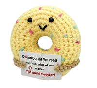 Donut De Crochet Hecho A Mano | Motif Donante | Divertido Con Suerte Con Una Tarjeta De Embajada Regalo Inspirador Para Maestros, Amigos, Colegas, Mujeres Y Niños, Decoración De La Oficina, En El Hoga