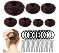 Donut de Pelo, 7pcs Accesorios de Peinado Kit, Anillos de Donut de Pelo Juego de Hacer Moño, Donut MoñO De Pelo, Máquina de Pan de Donut, 10 Bandas Elásticas para el Pelo, 20 Horquillas en Forma de U