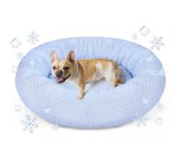 Donut Dog Bed for Small & Medium Dogs - Cooling Pet Bed with Non-Slip Bottom, Summer Comfort Dog Beds for Puppies, Washable & Portable Egg Tart Shape (M)