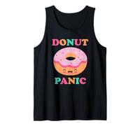 Donut Panic Funny Donuts Cute Kawaii Donut Retro Japonés Camiseta sin Mangas