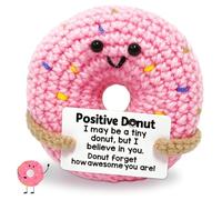 Donut Positivo Divertido y Emocional, Donut de Crochet Positivas con Tarjeta Regalo de la Suerte de Ganchillo Regalo Positivo y Motivacional per Festa di Compleanno Familiari Amici Regali Peluche