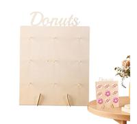 DONUT STAND DE MADERA - Bastidor de donut de madera para boda | Soporte de pared de 9 hoyos Donut Display Plato de reutilizable para decoración de mesa de postre