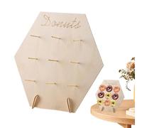 DONUT STAND DE MADERA - Bastidor de donut de madera para boda | Soporte de pared de 9 hoyos Donut Display Plato de reutilizable para decoración de mesa de postre