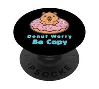 Donut Worry Be Capy Divertido Lindo Animal Amante Capibara PopSockets PopGrip Adhesivo