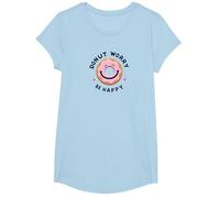 Donut Worry Be Happy - Juego de Palabras de pastelería Alegre Camiseta, Niñas, Azul Bebé, Pequeña