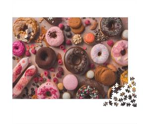 Donuts Assortment Rompecabezas 1000 Piezas, Coloridos Desafío Imposible Sweet Treats Collection Juego Familiar Adultos Regalo Navidad Decoración 38x26cm/1000pcs