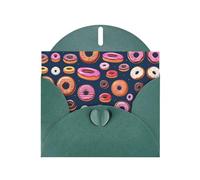 Donuts Collection - Juego de tarjetas de felicitación impresas planas con interior en blanco, papel perla verde oscuro, tarjetas de cumpleaños, boda para invitaciones de fiesta