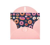 Donuts Collection - Juego de tarjetas de felicitación impresas planas con interior en blanco, papel perla rosa, tarjetas de cumpleaños, boda para invitaciones de fiesta