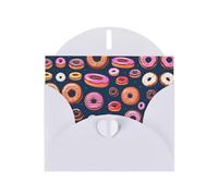 Donuts Collection - Juego de tarjetas de felicitación impresas planas con interior en blanco, papel perla blanco, tarjetas de cumpleaños, boda para invitaciones de fiesta
