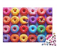 Donuts de Arco Iris en la Rejilla Rompecabezas 1000 Piezas - Hermoso Paisaje Puzzle, Regalo, Juego Familiar, Decoración del Hogar, Adultos 52x38cm/1000pcs
