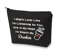 Donuts Lover Gift Coffee Lover Bolsa de maquillaje Sippin My D Coffee Cosmetic Bag, Sippin My D-bk, Retro