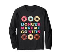 Donuts Make Me Go Nuts Funny Donut Lover Jelly Doughnut Love Manga Larga