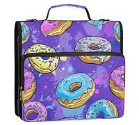 Donuts2 - Carpeta de archivos con cremallera y anillas en D, organizador expandible con correa para el hombro y asa, carpetas de 3 anillos para cartera y funda