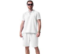 DONYKARRY 2 Piezas Chándal Deportivo Para Hombre Traje De Manga Corta Polo Y Pantalones Cortos Verano Conjunto