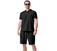 DONYKARRY 2 Piezas Chándal Deportivo Para Hombre Traje De Manga Corta Polo Y Pantalones Cortos Verano Conjunto