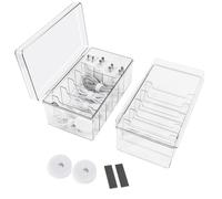 DoocliB Caja de Almacenamiento de Cables 2 Piezas, Caja Organizadora de Cables 6 Compartimentos, Caja de Gestión de Cables con Un Rollo de Abrazaderas Transparente para Almacenamiento de Escritorio