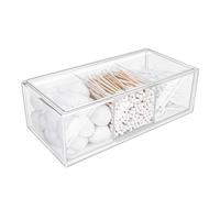 DoocliB Dispensador de Algodón,apilable,organizador transparente con compartimentos,Contenedor de Hisopos de Algodón para Hisopo Cosmético Bola de Algodón