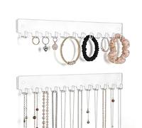 DoocliB Juego de 2 Piezas Para Guardar Joyas, Para Montaje en Pared, con Soportes Autoadhesivos y Preperforados, Organizador Colgante Para Pulseras, Collares y Anillos.